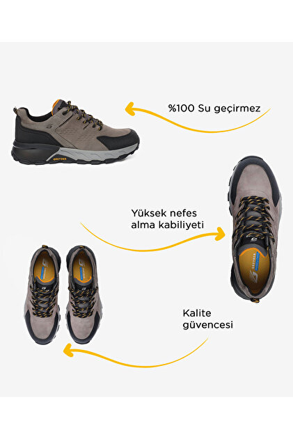 Greyder Erkek Koyu Gri Siyah Hakiki Deri Su Geçirmez Outdoor