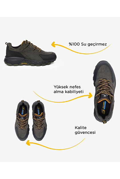 G3 SEEKr 100 186㎝ Greyder Erkek Haki Siyah Hakiki Deri Su Geçirmez Outdoor Ayakkabı