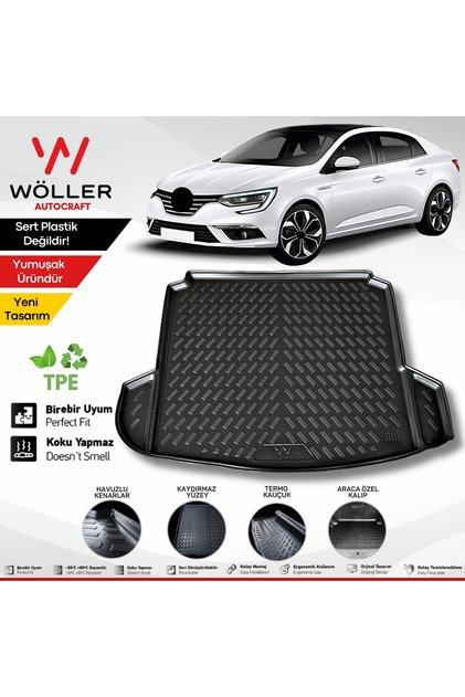 Renault Megane 4 Sedan Uyumlu Bagaj Havuzu 2016 2025 Arası Uyumlu 3d Ultraflex Esnek