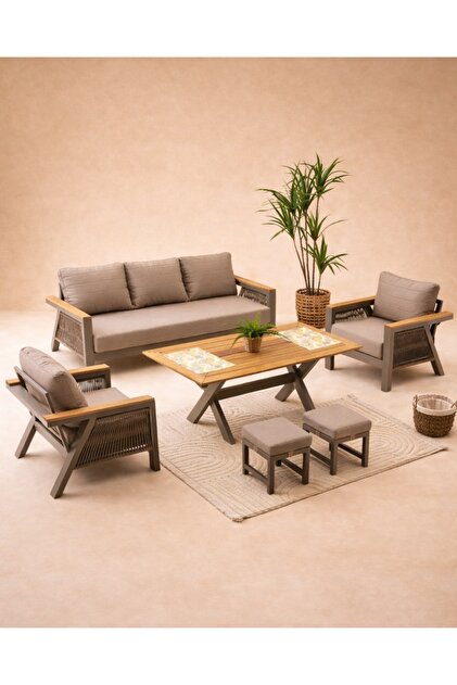 BMサ15●○doglio-ALOHA★ページ●○ Divona Home Capella Üçlü Bahçe Balkon Oturma Grubu -cappucino