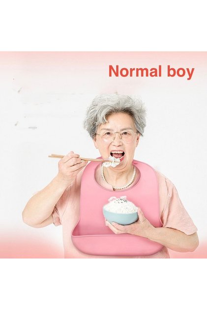 Liquid Waterproof Adjustable Washable Silicone Food Bib for Elderly Patients and People with Disabilities