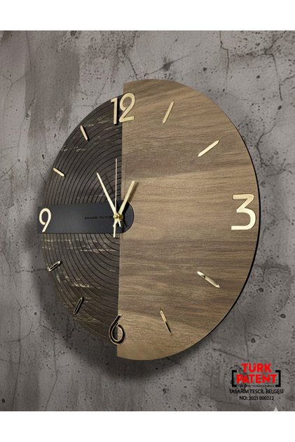 Milano design -Antrasit - Siyah & Koyu meşe Özel Tasarım Duvar Saati - 40x38 cm