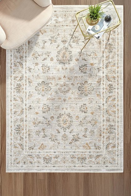 Eskitme Vintage Çiçekli Halı Bambu Polyester Oturma Odası Salon Mutfak Halısı 5