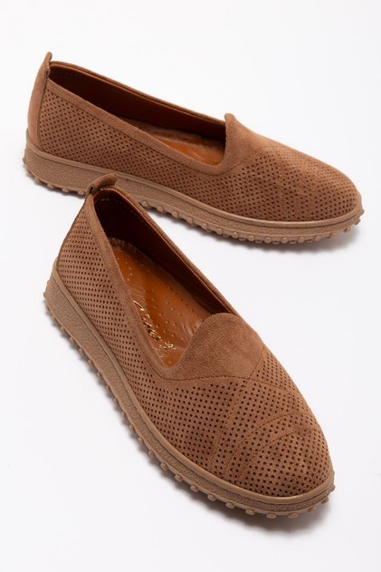 Women's Brown Suede Genuine Leather Orthopedic Ballerinas