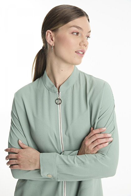 greenclothing free jkt 23-24 【XL】 Zühre Fermuarlı Hakim Yaka Mint Ceket 0130 - Fiyatı, Yorumları