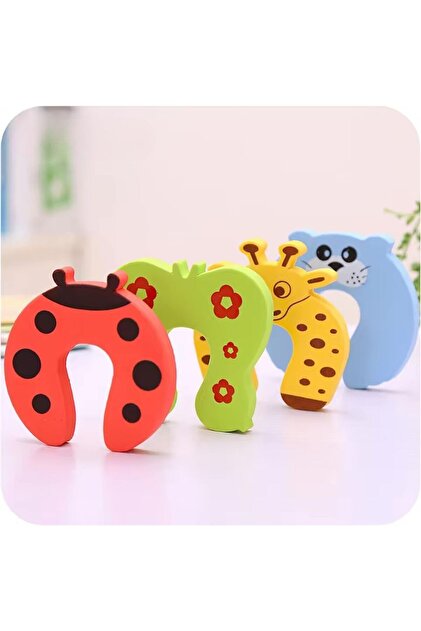 Child Safety Door Stopper, Animal Figured Door Protector Sponge Set of 4, Door Closing Blocker