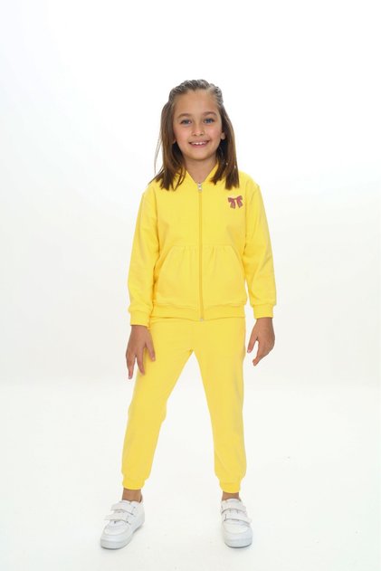 Girl's 2-Piece Set Printed Hooded Sweatshirt with Pockets & Elastic Waist Jogger Sweatpants