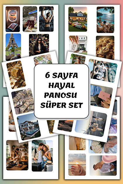 Vision Board Sticker Set-Defter ve Ajanda için-Aşk,Para,Sağlık-Manifest/Hayal/Yaratım/Vizyon Panosu