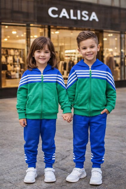 Boy's Blue Green Tracksuit Set