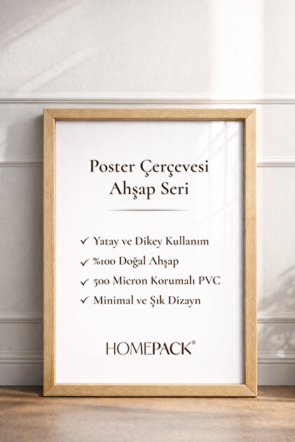 HOMEPACK 50X70 CM Doğal Ahşap Çerçeveli Poster Çerçevesi, Boş