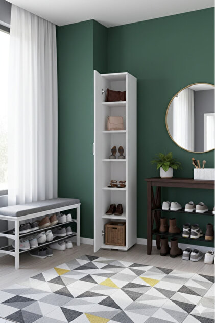 Kzy Mobilya 6 Bölmeli Tek Kapaklı Çok Amaçlı Dolap - Beyaz