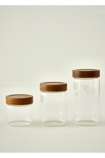 Austin Wooden Lid Jar Set of 3 Natural