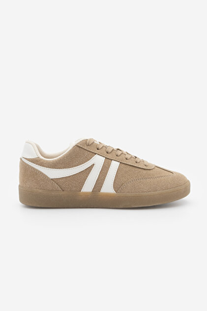 ぎんさん　1204560 Marjin Kadın Sneaker Bağcıklı Düz Taban Spor Ayakkabı Tiyone Camel