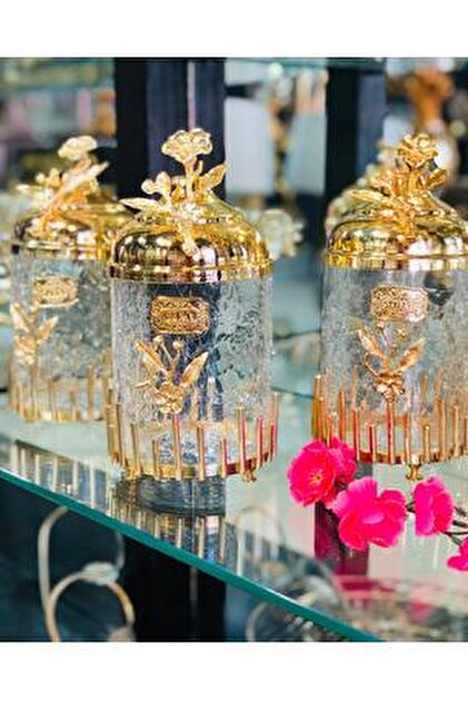 İmren Collection Japon Gülü Pirinç Kavanoz Seti Gold 3'lü 700 gr