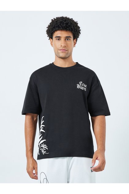 Men Leaf Graphic Print Oversized T-Shirt