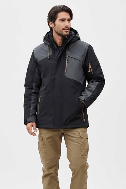 むぎ Lumberjack Erkek Siyah Antrasit Outdoor Mont - Su Geçirmez
