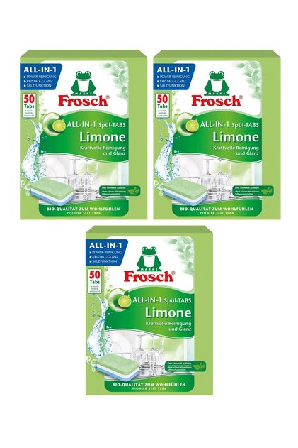 All in 1 Green Lemon Dishwasher Tablets 50 Tablets X 3 Pieces, Powerful Cleaning & Shine