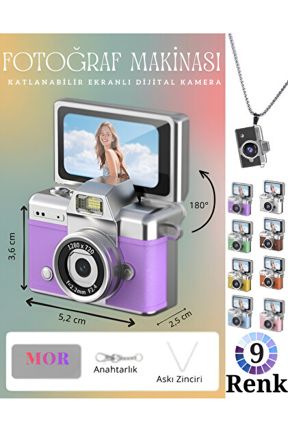 【64GBMaiyaPen付】First Little ReadersA-EF nextbuy Mini Dijital Avuç İçi Kamera Katlanabilir Ekranlı Retro