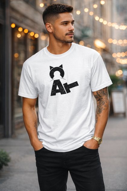 Cat Printed Cotton Relaxed Fit Round Neck Unisex T-Shirt