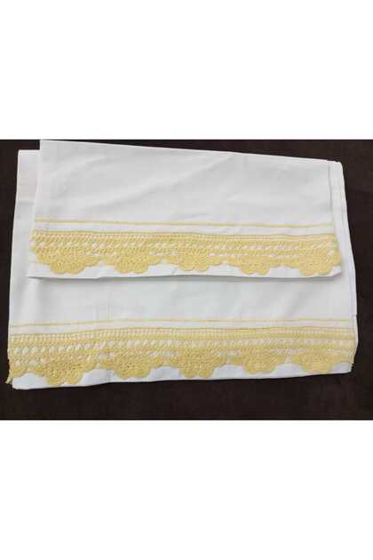 Handcrafted Lace Embroidered Single Bed Sheet and Pillowcase Set, Bridal Gift