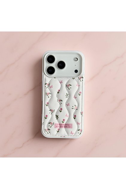 Flower and Butterfly Pattern Premium Inflatable Puffer Case Compatible with iPhone 17 Pro Max