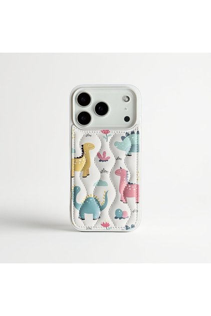 Dinosaur pattern premium inflatable puffer case compatible with iphone 17 pro max