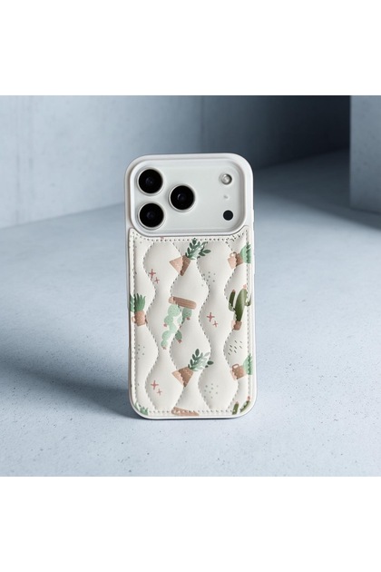 Premium inflatable puffer case with cactus design compatible with iphone 17 pro max