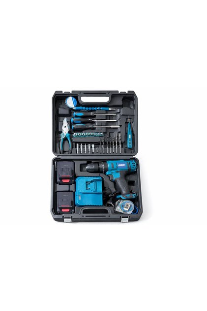 Mașină de găurit și înșurubat 21V 2 baterii 1500mAh 30 accesorii valiză completă