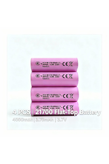 21700 Flat-Top Rechargeable Li-ion Battery 3.7V 4000mAh Each (4 Pack)