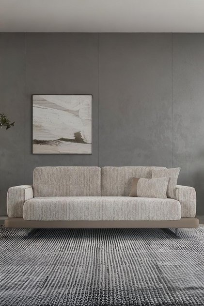 Hermos Kanepe, Üçlü Koltuk, Salon Oturma Odası Üçlü Kanepe, - Krem