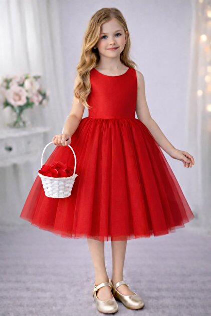 SUNEH Girl's Red Tutu Dress, Graduation Birthday Dress- Trendyol