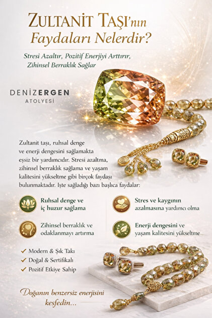 DENİZ ERGEN Zultanit Tesbih Renk Değiştiren 33lü 8 x 12 Sultan