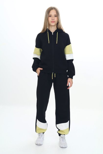 Buy Girl's 2-Piece Set: Hooded Zipper Sweatshirt & Jogger Sweatpants with Elastic Waistband