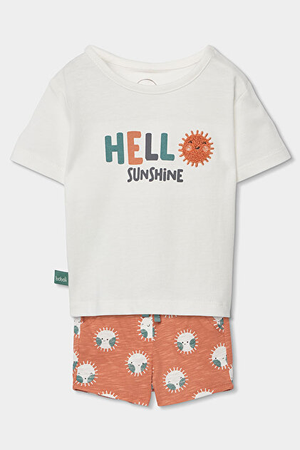 Hello Patterned 2-Piece Set 6 Months-24 Months White