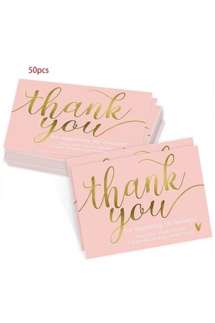 50PCs 50pcs/pack Pink Thank You Card For Supporting Business Package Decoration "Gorgeous Thanks" Bu