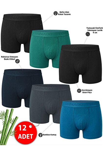 Men's Boxer Breathable Bamboo Fabric 12-Pack