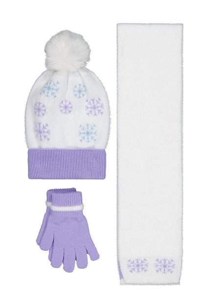 2-5 Years Old Scarf, Beanie and Glove Set - White