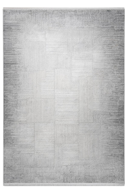 Craft Halı Gri Geometrik Patchwork Desenli Triko Akrilik Salon Halısı 9mm Hav Yumuşak Doku