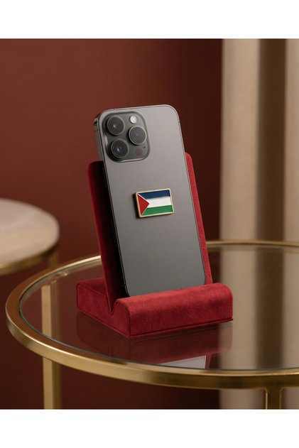 ملصق زخرفي لخلفية الهاتف بعلم فلسطين مع تفاصيل ذهبية 1.5 × 2 سم