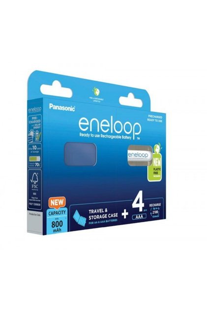 Επαναφορτιζόμενες μπαταρίες ENELOOP AAA 800 mAh 4 τεμάχια + θήκη (BK-4MCDE/4CP+CASE)