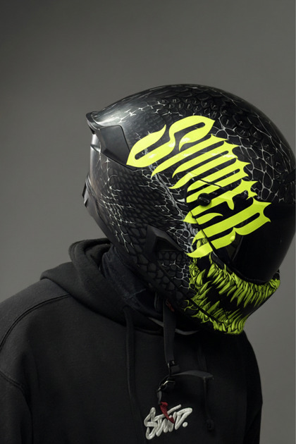 Sinner Lettering Sticker Label with Gothic Font for Motorcycle Helmet (1 Piece)