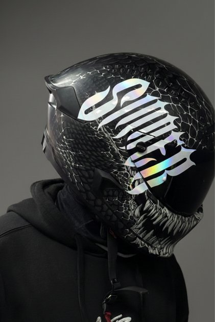 Sinner Lettering Sticker Label with Gothic Font for Motorcycle Helmet (1 Piece)