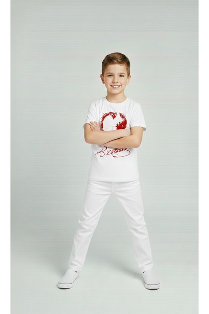 Boy's Ataturk Printed T-Shirt - White Linen Pants Set 23 April Outfit and Special Occasions