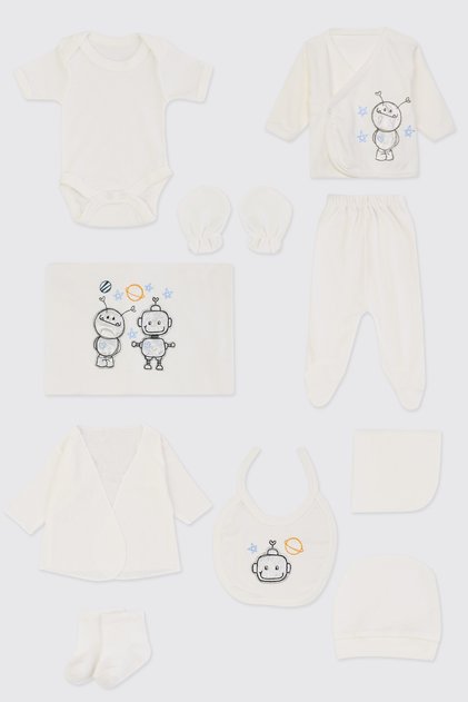 Newborn Space Themed Ecru 10-Piece Hospital Discharge Set