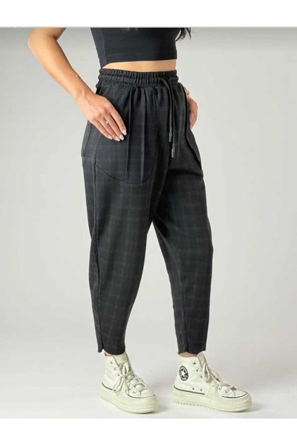 Unisex Ethnic Patterned Waistband and Plaided Comfortable Cut Pockets Loose Hippie Bohemian Shalwar Ethnic Design