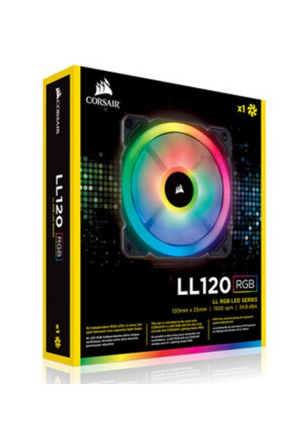 RGB LL120 Black CORSAIR LL120 RGB 120mm Dual Light Ring LED PWM Fan Single Pack Computer Case Fan wi
