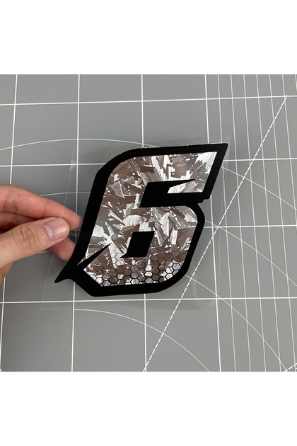 Height 10CM HY-N17-Number6 1PC Honeycomb Arabic Numerals Silver Carbon Fiber Motorcycle Sticker Wate