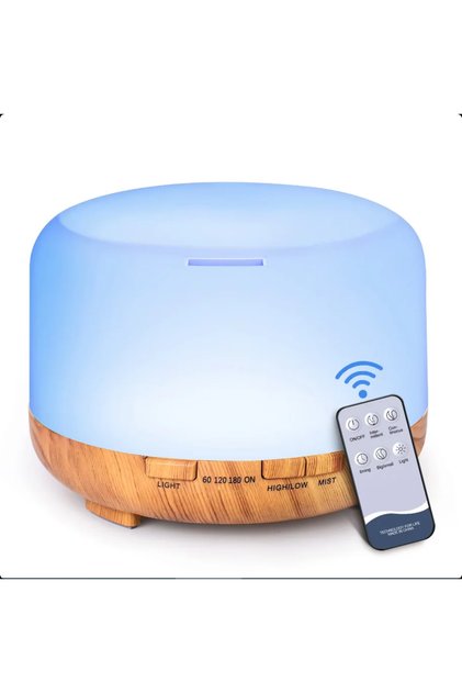 white 500ML Mini Humidifier USB Wood Grain Aroma Diffuser, Air Humidifier with Colorful Night Lights