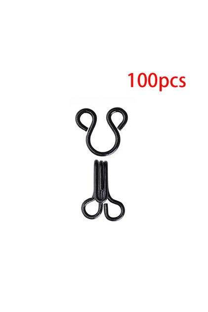 12.5mm Black 100 Sets Sewing Hook and Eye Latch 11.5-17mm Large Hooks and Eyes Closure for Bra Cloth