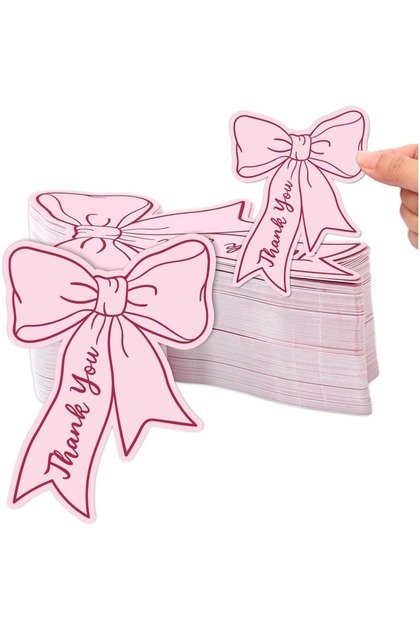 50pcs Pink 10/25/50pcs Pink Bow DIY Handwritten Family Party Gift Card Child Birthday Gift Card Rest